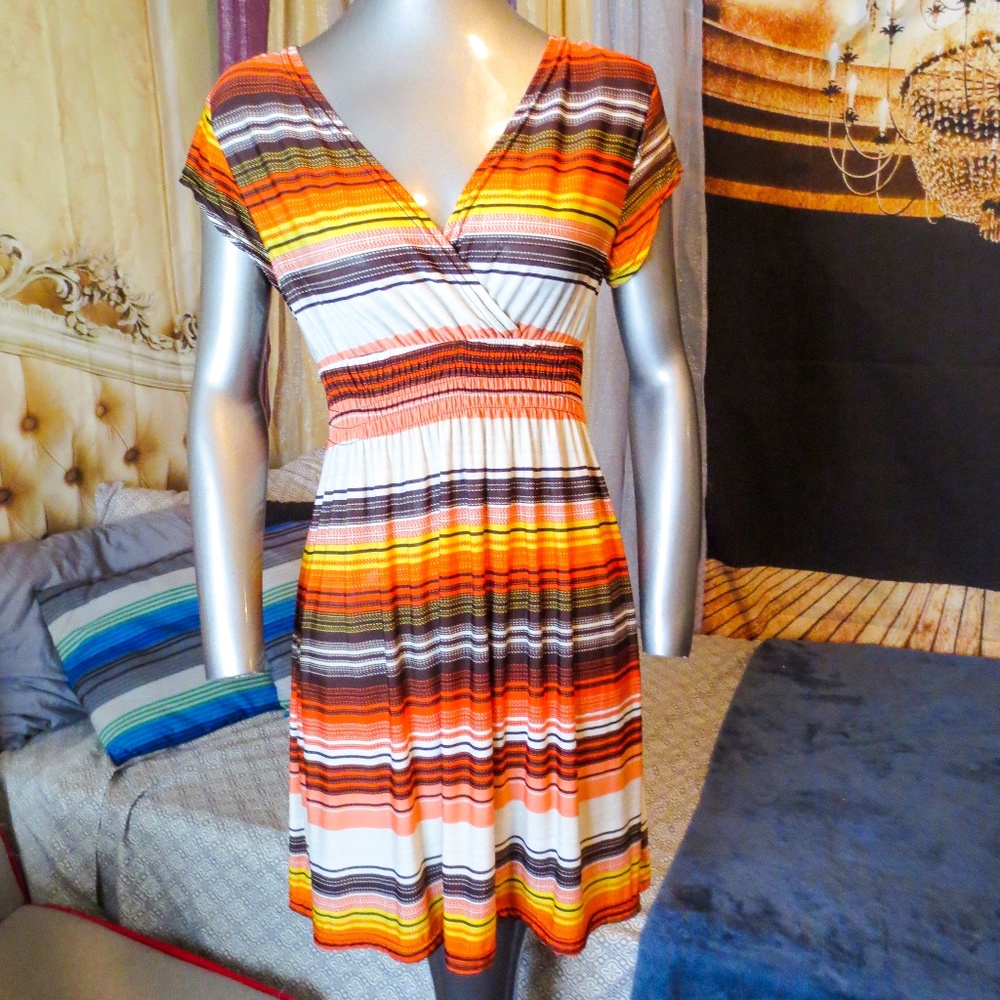 Sunkissed Couture Dress Striped Warm Tones